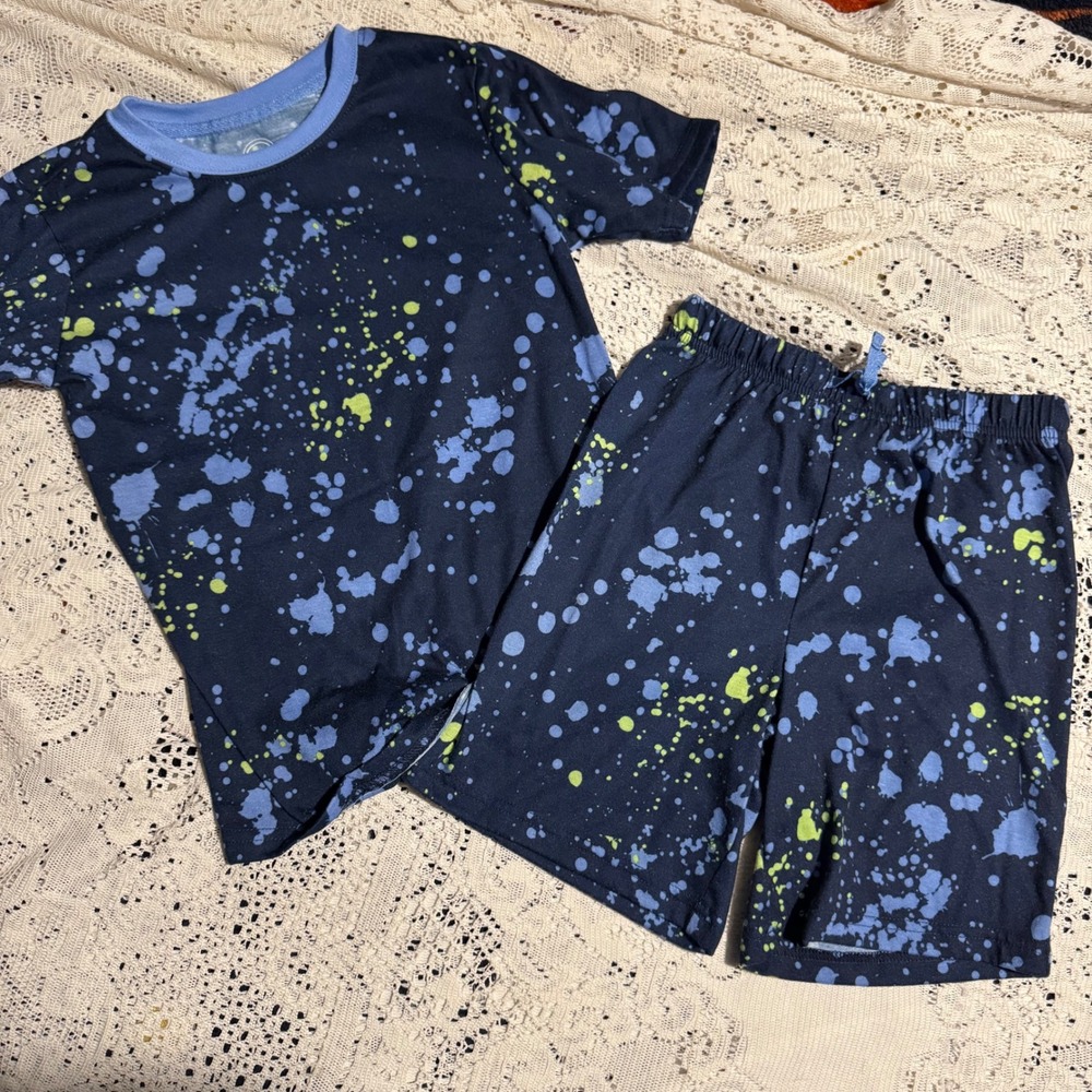 Wonder Nation Kids Boys Splatter Print pajama Shorts Set Size M (8)